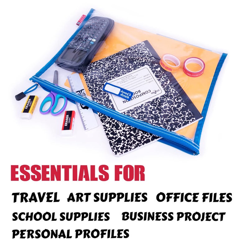 RE ROUGH ENOUGH Rough Enough Plastic File Folder Clear Zipper Pouch Bags Document Holder Bag for Organizing A4 Paper Letter Office Teacher Art Supplies Storage - Image 3